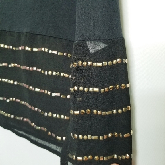 J Crew Black Sleeveless Tank Lightweight Multimedia With a sheer Beaded Panel XS - Picture 5 of 10